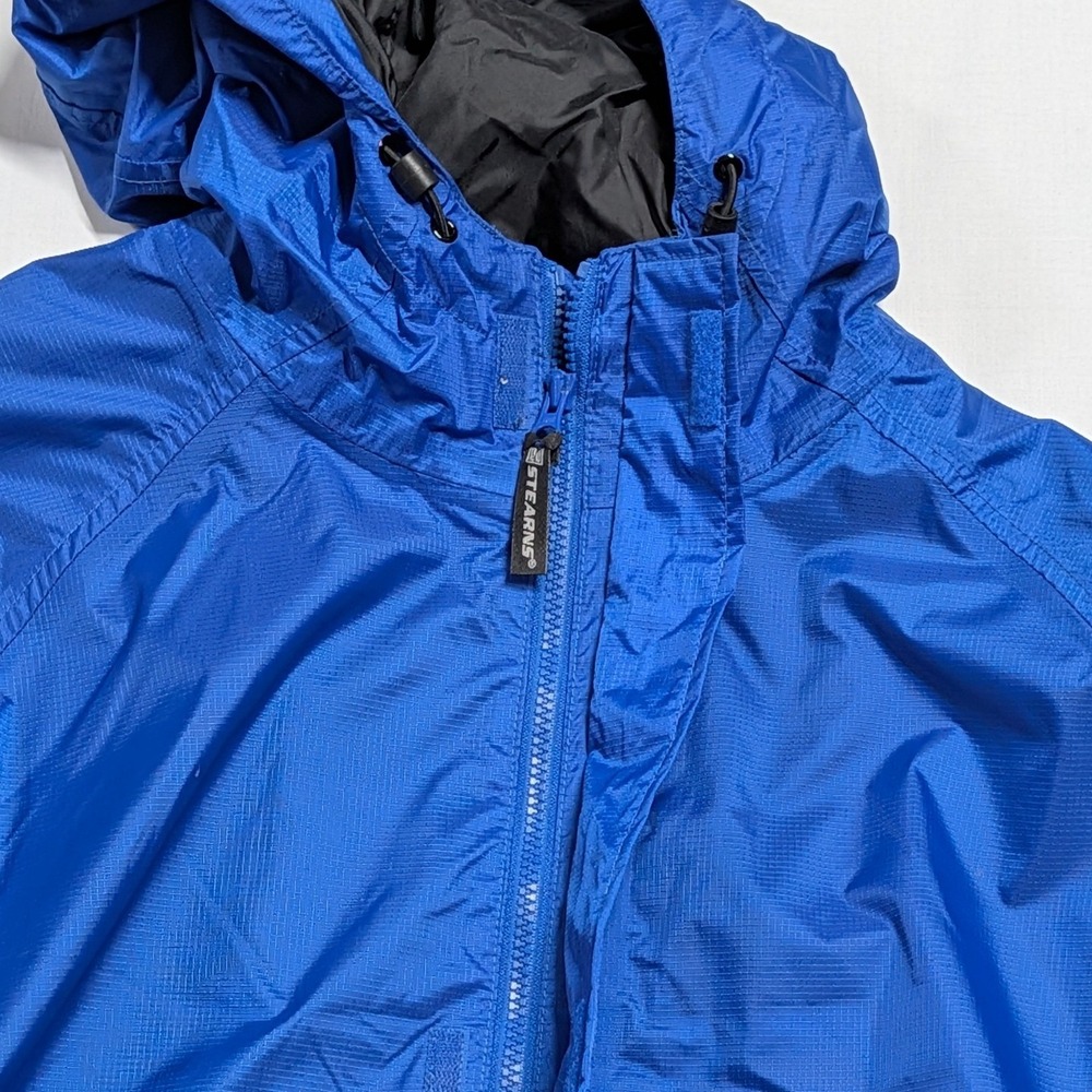 Stearns DryWear Rain Jacket Mens 2XL Blue Black Hooded Windbreaker 8732 Ripstop - Picture 12 of 16